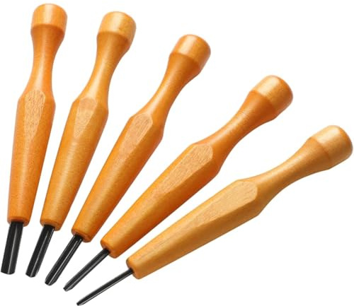 Wisyurt Ensemble D'Outils de Gravure en V pour Linogravure : Couteaux Triangulaires pour Linoléum et Bois, 5 Ciseaux Inclus