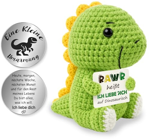 Tixlux Pocket Hug Dino Dekofigur und Kleine Umarmung Glücksbringer, Ich Liebe Dich Geschenk, Jahrestag Geschenk, Hochzeitstagsgeschenk, Geschenke zu Valentinstag