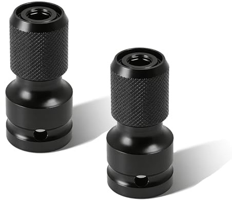 2PCS 1/2 Square Drive to 1/4 Hex Shank Socket Adapter Quick Release Chuck,Impact Driver Socket Adapter,Converter for Impact Ratchet Wrench and Screwdriver Bit Holding Socket