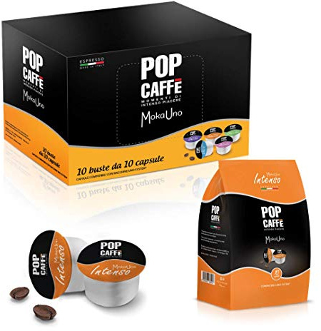Pop Caffe' Moka Uno .1 Intensa 50 capsule compatibili Uno System, Illy Kimbo
