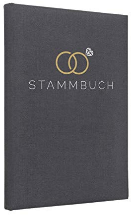 Hochzeitideal Stammbuch zur Hochzeit – Klassisch in Grau – Liebesbund –Familienstammbuch & Erinnerungsbuch mit 6-fach Ringmechanik, hochwertige Buchbinderleinen, handgefertigt in Deutschland