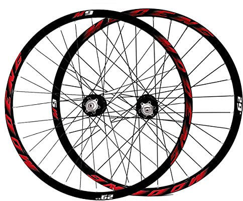 LHHL Laufradsatz 26/27,5/29 for Mountainbike Scheibenbremse MTB Fahrrad Doppelwandfelgen 8-10 Geschwindigkeit Schnelle Veröffentlichung 32H (Color : Red, Size : 26)