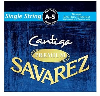 Savarez Cantiga Premium - 515JP - Guitarra de concierto - LA5-Cuerda simple - alta tensión Baja - Calibre .036 - Tensión 7,1 kg/ 15,67 lbs