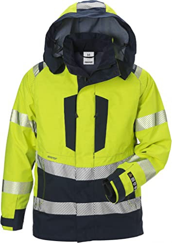 Fristads Flamestat Hi Vis Gore-Tex Pyrad® Shell-Jacke Klasse 3 4095 Gxe - Größe L - Warnschutzgelb/Marineblau