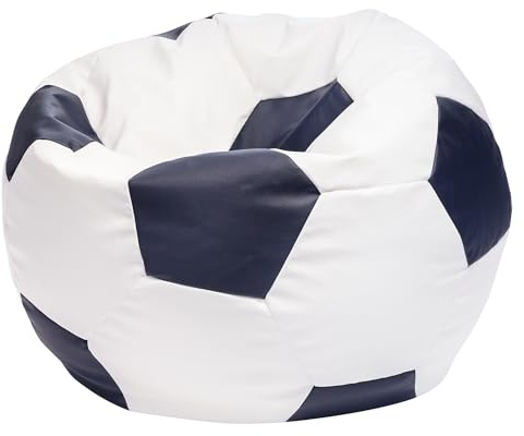 Ecopuf Football Sack M - Lekdyna i hållbart material - Perfekt för fotbollsfans, barn - Sittpuff vardagsrum - Sammetspuff - Puff säck för spelstol - 65x45 cm - Blå E11