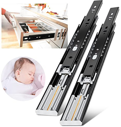 Soft Close Drawer Runners Full Extension 300 350 400 450 500 550 600 mm Ball Bearing Drawer Runners Slides Replacement Rails Track Guide Glides for Kitchen Bedroom Cabinets Heavy Duty 45kg 1 Pair