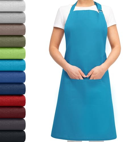 EllaTex Küchenschürze Unisex – Kochschürze 100% Baumwolle, verstellbar, mit Tasche, für Küche, Grill, Gastronomie & Service