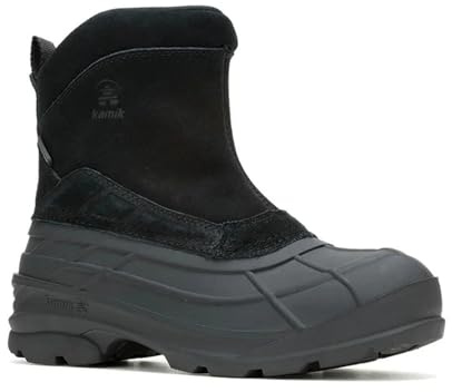Kamik Champlain 3 Snow Boots for Men - Waterproof Mens Snow Boots - Thermal Insulated Lining - Side-Zip Non-Slip Traction - Lightweight Rubber Shell - Deep Tread Outsole - Black - 9