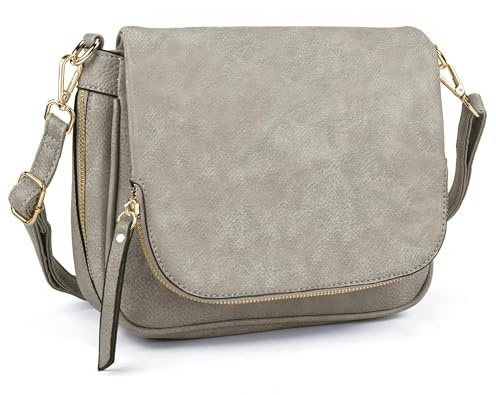 GLITZALL Crossbody-Taschen für Damen, kleine Umhängetaschen und Schulter-Handtaschen mit mehreren Taschen, PU-Leder, grau, Small