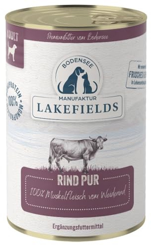 Lakefields MANUFAKTUR Ergänzungsfutter Rind PUR für Hunde, Größe:12 x 400 g