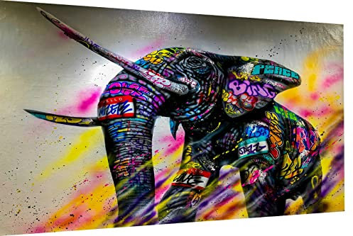 Magic Canvas Art Abstrakt Elefant Tiere Leinwandbild 1- teilig Hochwertiger Kunstdruck Wandbilder – B8122, Größe: 75 x 50 cm