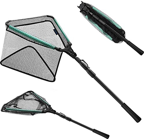 KOMCLUB 98in Black Floating Landing Net, Folding Telescoping Fishing Net