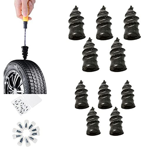 Chiodi per Riparazione Pneumatici Sottovuoto,Ripara Gomme Auto,Kit Riparazione Pneumatici in Gomma,Chiodi in Gomma a Spirale,Kit Riparazione Pneumatici Auto Sottovuoto,Ripara Gomme Auto,5S+5L