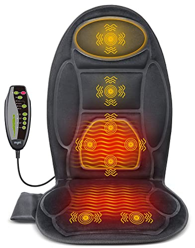 Mynt Heated Seat Cover, Massage Seat Cushion with Heat, Back Massager for Chair with 8 Vibrating Motors, Massage Chair Pad for Home Office Use(Black)