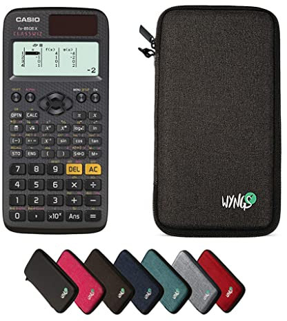 Casio fx-85DE X ClassWiz inkl. WYNGS Schutztasche Dunkelgrau - Wissenschaftlicher Taschenrechner - Basic Set
