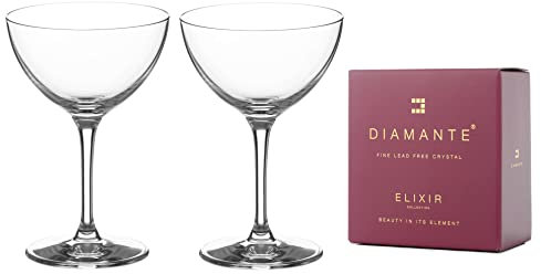 DIAMANTE Mini vasos de cóctel Nick & Nora de 140 ml, vasos de porto, vasos de jerez, vasos de aperitivo digestivo vasos de Negroni Collection 'Auris' cristal sin decorar, juego de dos