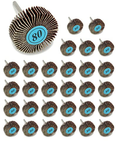 QWORK® 30 Stück Fächerschleifer, Lamellenschleifer, 32 x 10 x 3mm, 80 Grit für Rotary Tools
