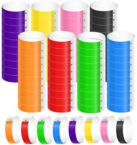 800 Piezas Pulseras de Papel para Eventos, Impermeables Pulseras Identificativas Pulseras de Entrada para Eventos Festivales de Música Fiesta Discoteca Conciertos Concursos (8 Colores)