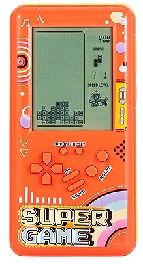 CZT Neue große Bildschirm Block Spielkonsole mit 23 Spiele *99 Modi Handheld Konsole Kinder Konsole Retro Videospiele Einstellbare Schwierigkeit Indoor Spielzeug Outdoor Puzzlespielzeug (Orange)