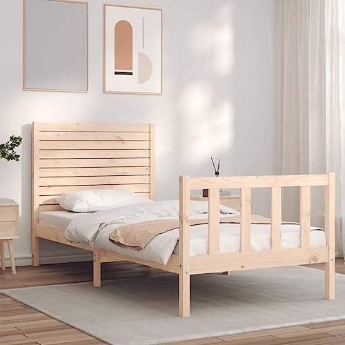 ZQQLVOO Bettgestell Familienbett Palettenbett Massivholzbett mit Kopfteil 3FT Single Geeignet für Familienzimmer