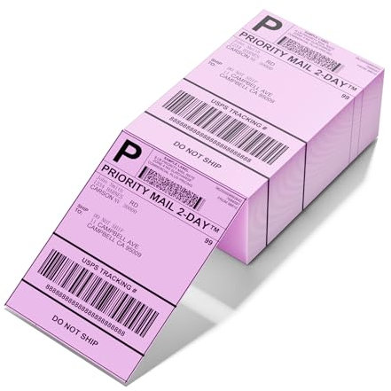 4x6 Warmlabels für Versand 500 Blatt – Faltbar mit dauerhaftem Klebstoff, kompatibel mit Phomemo, Munbyn, JADENS, vretti, POLONO | Kompatibel mit Amazon, Royal Mail, FedEx – Pink