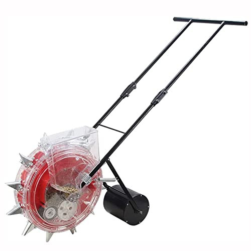 OSBELE Garden Seeder, Metal Precision Push Seeder, Adjustable Pitch Manual Seeder, Lawn And Garden Compost Spreader, for Plants Corn, Bean, Vegetables,9 holes