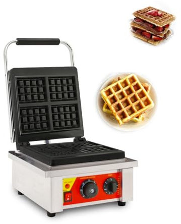 PAHION Commercial Belgian Waffle Maker Nonstick Electric Waffle Maker Machine Stainless Steel Temperature And Time Control For Fluffy Golden Waffles Suitable For Restaurant Snack Bar Family