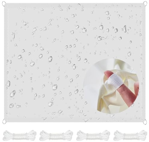 Voile d'ombrage Rectangle 8 x 10 m Voile Dombrage Pare Soleil Anti 95% UV Contre Le Vent avec Corde pour Jardin, Terrasse, Extérieur, Balcon, Blanc