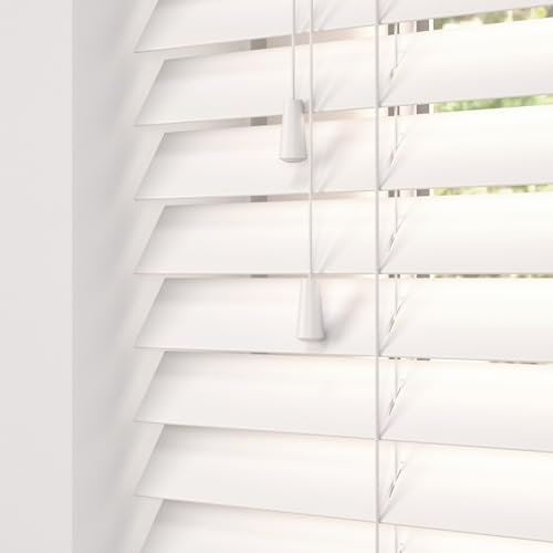 Hand Made To Measure FAUX WOOD Venetian Blinds - British Made - by HOMESMART BLINDS (Cotton White)