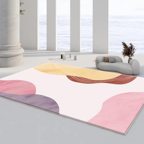 Schlafzimmer deko modern Abriebfester waschbarer Teppich weiß rosa gelb minimalistisches Design,Bedroom Decor Kinder teppiche 80x160cm