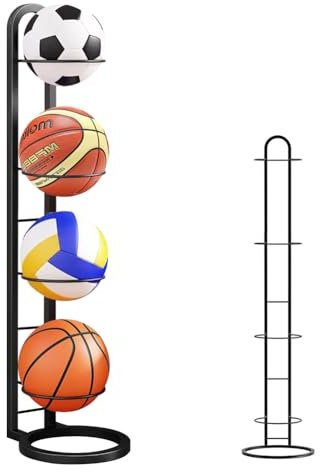 EAPMGQR Support de Ballon, Rangement Vertical à 4 Niveaux, Support de Balle, Support de Rangement pour balles, Rangement intérieur, étagère de Rangement pour balles de Sport