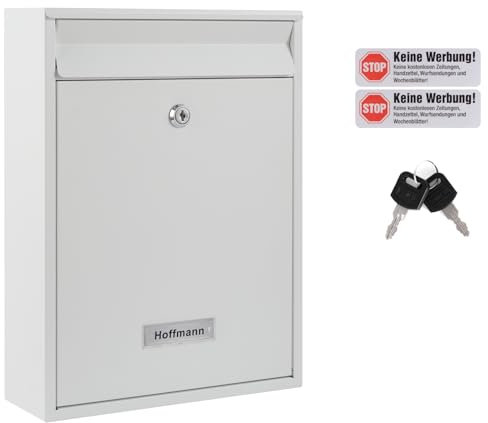 Zedelmaier XL personalisiert Briefkasten mit Edelstahl Namensschild Wandbriefkasten Postkasten briefkästen Passend für C4 Umschlag 8,5 x 26 x 35 cm Weiß XL