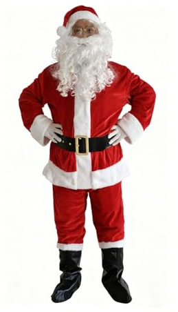 BLUCIELO Abito Babbo Natale Adulto Uomo Vestito Babbo Natale Unisex Cosplay Santa Claus Christmas Suit Cosplay(L)
