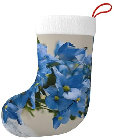 ZERAOKE Weihnachtsstrumpf mit Blumenmuster, 45,7 cm, Plüsch, Weihnachtsstrümpfe, Dekoration für Weihnachten, Urlaub, Neujahr, Party, Geschenk, 1 Stück, Schwarz, Einheitsgröße