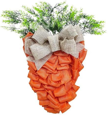 FGUUTYM Ostern Indoor Outdoor Karottenkranz Dekoratives Hängeschild Willkommensschild Saisonale Veranda Türdekoration Kranzanhänger Passend für Ostern Kunstefeu Ranken Mit Topf (Red, One Size)