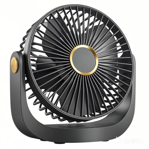 Portable Desk Fan with Night Light, 4000mAh USB Rechargeable Battery, 5 Speeds & 360° Rotation – Ultra-Quiet Mini Fan for Bedroom, Office, Camping & Kitchen