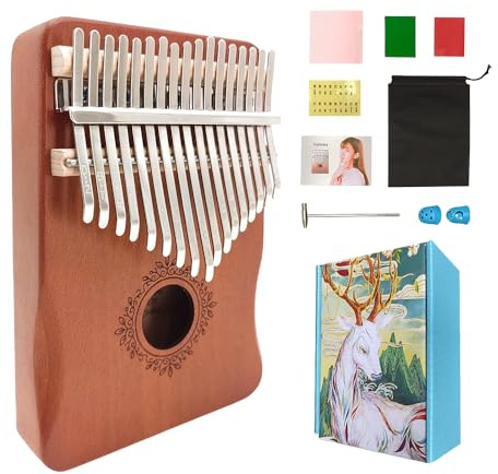 YoungMonic 17 Keys Kalimba Thumb Piano with Portable Soft Bag Tuning Hammer Songbook Finger Piano for Adult Beginners