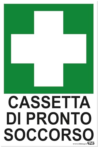 TLDSHOP® - Cartello Segnaletico a BANDIERA - 20x30cm - con Stampa FRONTE/RETRO - Materiale SANDWICH - Pezzi 1 - Tipo di cartello: (CASSETTA DI PRONTO SOCCORSO)