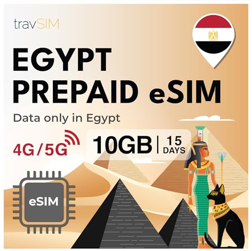 travSIM Egypten eSIM | 10 GB mobildata | Hotspot tillgänglig | Planen på eSIM för Egypten är giltig i 15 dagar