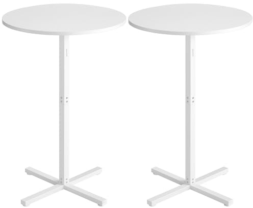 VASAGLE Bartisch 2er Set, Stehtisch, Bistrotisch rund, Balkontisch Indoor, Kleiner hoher Tisch für Hausbar, Wohnzimmer und Esszimmer, 60 x 60 x 104,5 cm, einfacher Aufbau, schneeweiß LBT362W01 | Balkontisch Indoor, kleiner hoher Tisch, einfacher Aufbau, für Hausbar, Wohnzimmer und Esszimmer, schneeweiß