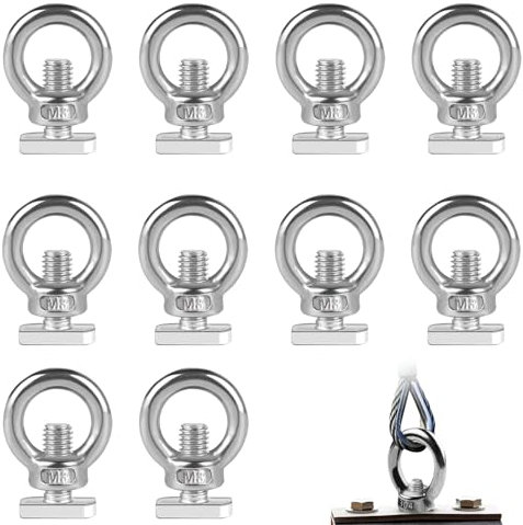 10 Stück Ringmutter M8, Ringschrauben M8 × 20 mm 304 Edelstahl Ringösen mit 10 T-Typ-Schraube für Anhänger Hebezubehör Ornamente Blumentöpfe Schaukelständer usw