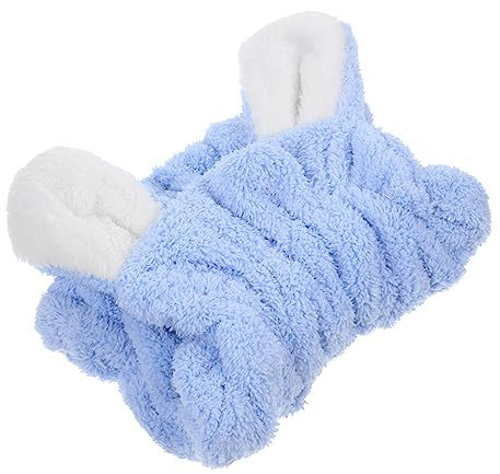 Mikinona Schnelltrocknendes Haarhandtuch für Kinder in Blau mit Weichem Coral Fleece Hautfreundlich und Anti Frizz Niedliche Hasenohren Form als Cartoon Haartuch für Mädchen