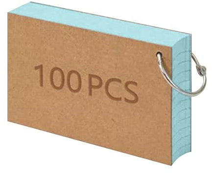 Liniert Karteikarten 100PCS Farbiger Index mit Metallring Verdickte Notizkarten für Englisch Vokabeln Formeln Notizen Unterwegs Lernen für Schule Büro Zuhause 5 Leuchtende Farben (Light Blue)