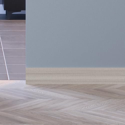 Porte Italiane, Plinthe en bois de 7 cm pour profil en aluminium, HDF résistant à l'eau, blanc Matrix