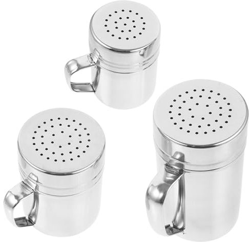 FUNOMOCYA 3 Piezas Espolvoreador Inoxidable Asa y Cacao de Cocina y Repostería