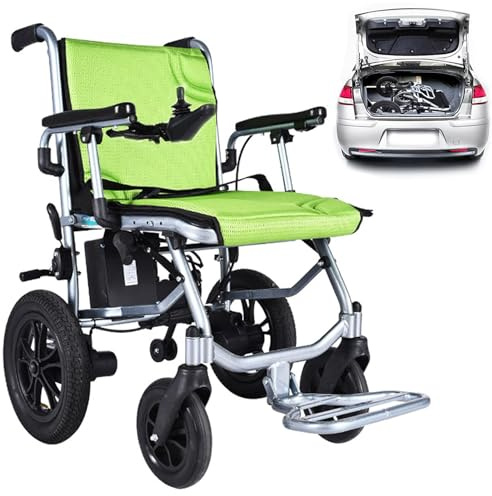 Fauteuil roulant électrique pour adultes, scooter de mobilité – Appareil de fauteuil roulant électrique léger, pliable, résistant aux intempéries – Double batterie – Mobile compact et robuste, pour