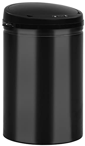 Générique Poubelle à capteur Automatique 30 L Acier au Carbone Noir,Poubelles & corbeilles à déchets,2.76KG-322698