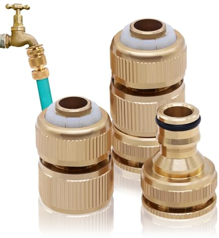 ZHIYUQL 2 paia di connettori per tubi in ottone da 3/4 pollici, attacco per acqua, adattatore per tubo da giardino, set in metallo, tubo dell'acqua, attacco rapido per rubinetto