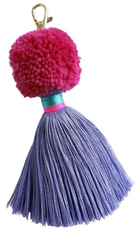 Nievajio 1 Stück Handgefertigte Damen-Schlüsselanhänger, Anhänger Tasche Damen, Bommel Anhänger mit Quaste und Karabiner, Pom Pom Quaste