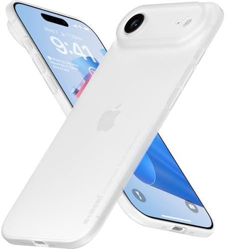 memumi Skal för iPhone Air, Tjocklek 0,3 mm, Slim Fit, Matt yta [Stötbeständigt, Halkskydd, Anti-rep] Skyddskåpa Extra Tunn för iPhone 17 Air- Trans-vit